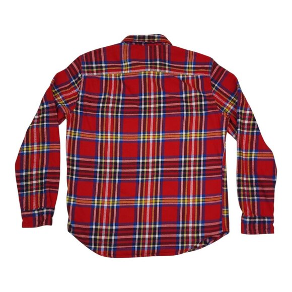 American Eagle Red Plaid Mens Flannel Shirt M Button Up 100% Cotton Casual - Picture 3 of 8